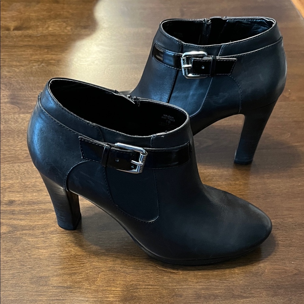 Lauren Ralph Lauren Black Ankle Booties with Buckle
